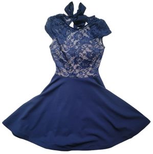 B. Darlin Lace Top Blue Spandex Lined Bottom Dress